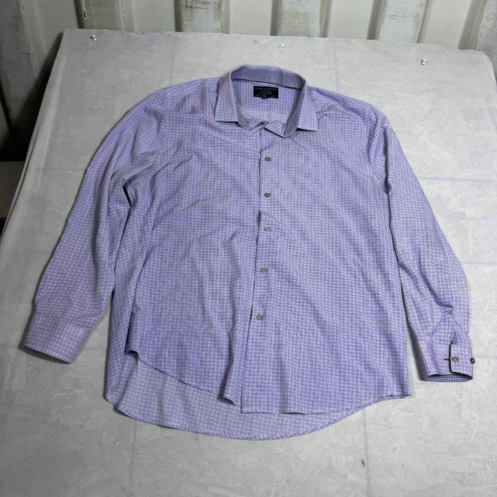Report Collection Mens Dress Shirt Purple Sim Fit Stretch Long Sleeve Size XL